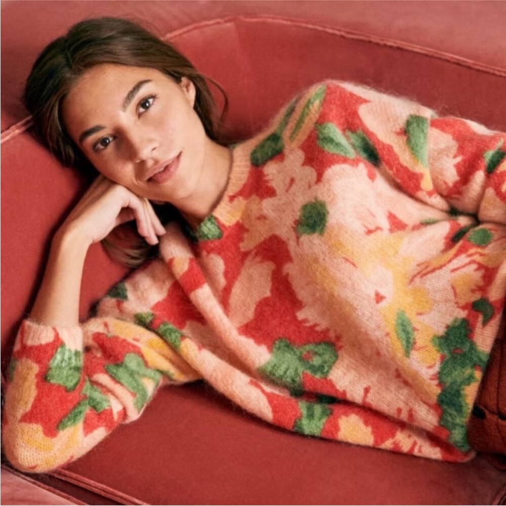 Sézane May Jumper Multicolor Floral Crew Neck Sweater